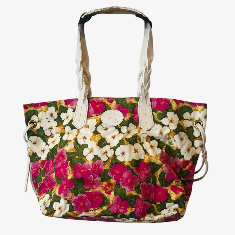 Dooney and Bourke Floral Tote Bag rare leather handle designer purse bag spring